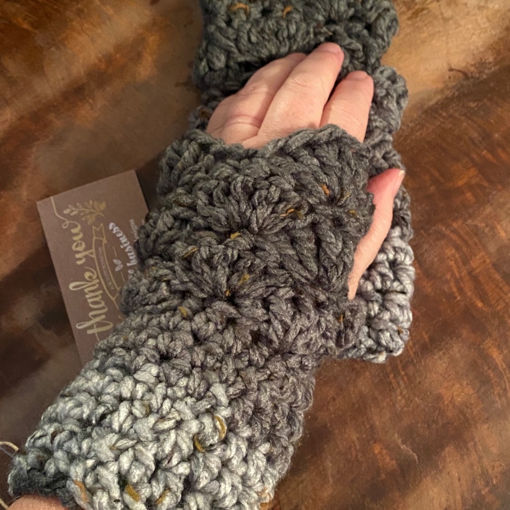 Crochet Fingerless Wrist Warmers Texting Gloves GR